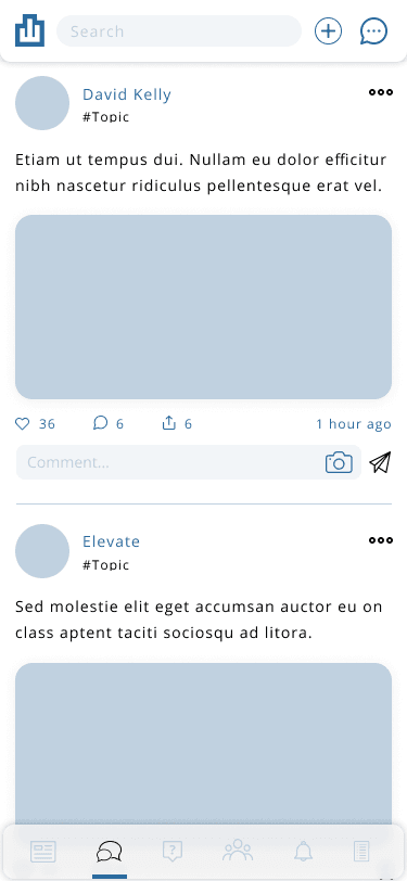Eloomin mobile app social feed
